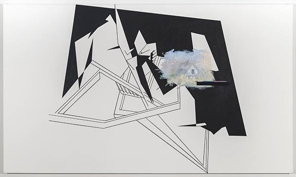 Untitled with Intruder, 2013 acrylic and assemblage on canvas 36 × 62 inches (91.44 × 157.48 cm) 